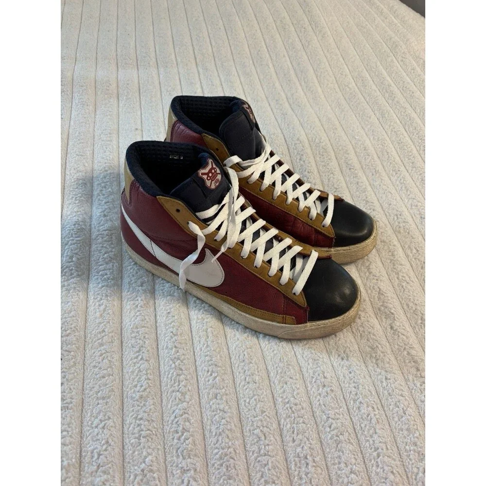 Nike Blazer High Hi Premium Obsidian Red White Mens Size 9 Sneakers 312457-411